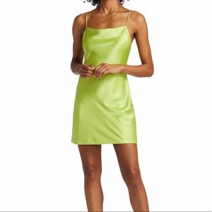 NWT 🏷 Alice + Olivia Harmony Mini Slip Dress, Lime Punch, Size 8